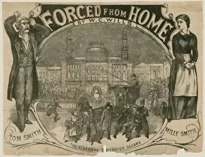 Poster for Forced from Home by W C Wills, the Alhambra, Leicester Square, London (engraving)