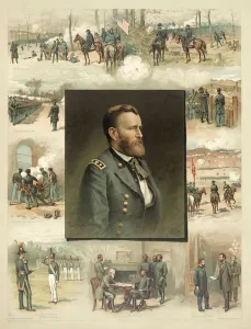 Poster 'Grant from West Point to Appomattox', pub.1885 (colour litho) Poster 'Grant from West Point to Appomattox', pub.1885 (colour litho)
