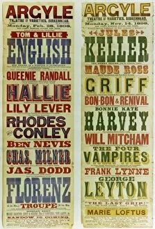 Dodd Gallery: Posters for the Argyle Theatre of Varieties, Birkenhead, 1898 (litho)