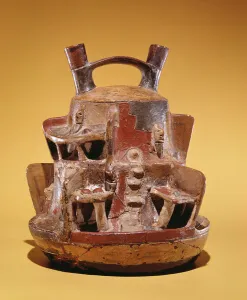 Pottery vessel depicting houses nestled into the Andes (earthenware) Pottery vessel depicting houses nestled into the Andes (earthenware)