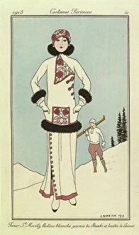 Skiing Collection: Pour St. Moritz, Plate from 'Costumes Parisiens', 1913 (pochoir print)