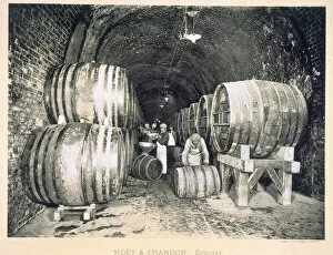 Wine Cellar Gallery: Pouring the wine into the barrels, from Le France Vinicole, pub
