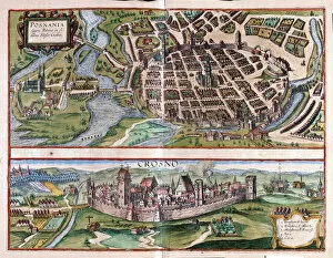 Poznan and Krosno, Poland (engraving, 1572-1617)