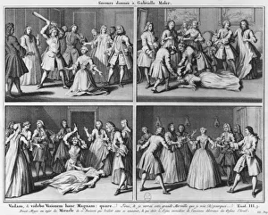 Practice of assistance to Gabrielle Moler, illustration from La verite des miracles de M. de Paris Practice of assistance to Gabrielle Moler, illustration from La verite des miracles de M. de Paris