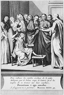 Practice of assistance and miraculous healing of Aubigan, illustration from La verite des miracles de M. de Paris Practice of assistance and miraculous healing of Aubigan, illustration from La verite des miracles de M. de Paris