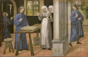 The Prayer, The Miracle of the Sieve and the Departure for Subiaco, predella panel The Prayer, The Miracle of the Sieve and the Departure for Subiaco, predella panel