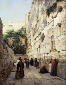 Praying at the Western Wall, Jerusalem, (oil on canvas laid on board) Praying at the Western Wall, Jerusalem, (oil on canvas laid on board)