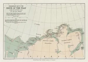 Preliminary map of the route of the Fram along the northern coast of the old world Preliminary map of the route of the Fram along the northern coast of the old world