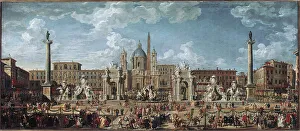 Preparations for the fireworks and decorations of the feast given in Rome celebrating Preparations for the fireworks and decorations of the feast given in Rome celebrating