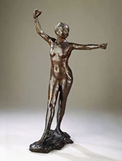 Preperation for the Dance, the right foot forward, (bronze with brown patina)