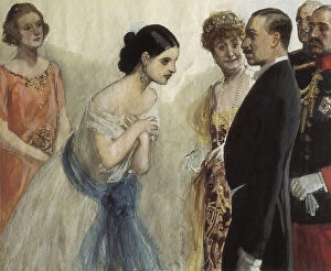Presentation d'une dame a Alfonso (Alphonse) XIII d'Espagne (1886-1941)