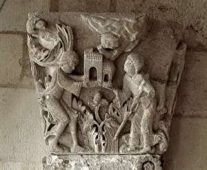 Presentation of a model of the church (carved capital) Presentation of a model of the church (carved capital)