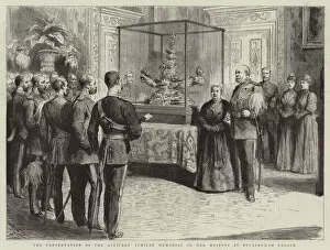 Her Majesty Gallery: The Presentation of the Officers Jubilee Memorial to Her Majesty at Buckingham Palace (engraving)