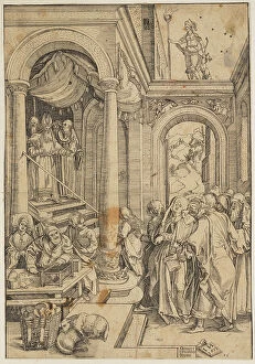 Rabbi Gallery: The Presentation of the Virgin in the Temple, 1553 (pen and black ink on paper)