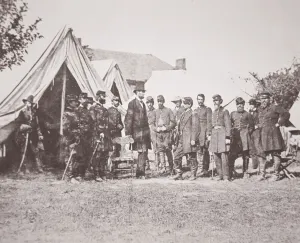 President Lincoln meets his generals at Antietam, 3rd October 1862 (b/w photo) President Lincoln meets his generals at Antietam, 3rd October 1862 (b/w photo)