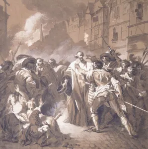 President Mole returning from the Palais-Royal during the Fronde, (black chalk President Mole returning from the Palais-Royal during the Fronde, (black chalk