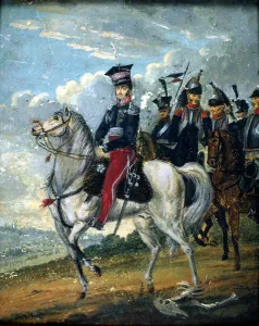 Prince Josef Anton Poniatowski (1763-1813) with guides, c.1813 (gouache on paper) Prince Josef Anton Poniatowski (1763-1813) with guides, c.1813 (gouache on paper)