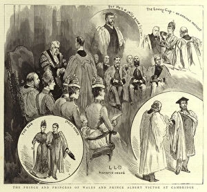 The Prince and Princess of Wales and Prince Albert Victor at Cambridge (engraving)