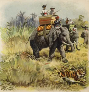 The Prince of Wales tiger hunting in India (chromolitho) The Prince of Wales tiger hunting in India (chromolitho)