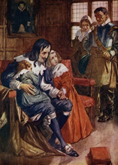 Princess Elizabeth Gallery: Princess Elizabeth, daughter of King Charles I of England, pleading with his captors to spare him
