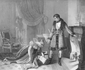 Princess Hatzfeld implores Napoleon Bonaparte to save her husband's life, 19th century (engraving) Princess Hatzfeld implores Napoleon Bonaparte to save her husband's life, 19th century (engraving)