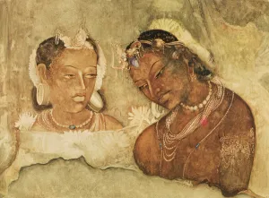 A Princess and her Servant, copy of a fresco from the Ajanta Caves, India (fresco) A Princess and her Servant, copy of a fresco from the Ajanta Caves, India (fresco)