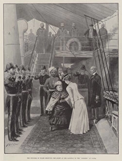 The Princess of Wales receiving the Queen at the Gangway of the 'Osborne'at Cowes (litho)