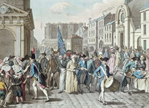 Prisoners in the rue Saint-Antoine after release from the Bastille on the 14th July 1789