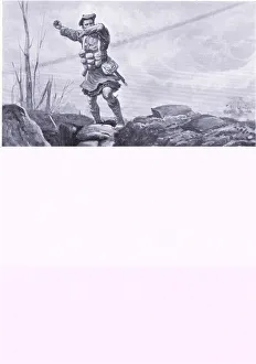Private Brown (Gordon Highlander) bombing the enemy in a German trench from the top of a Private Brown (Gordon Highlander) bombing the enemy in a German trench from the top of a