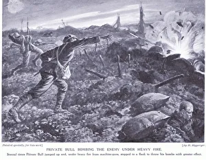 Private Bull throwing back the enemy's bombs (litho) Private Bull throwing back the enemy's bombs (litho)