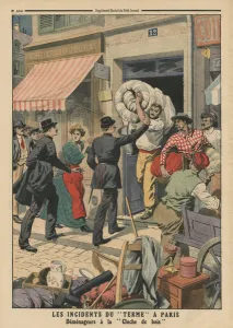 Problems of term in Paris, clandestine removal men, illustration from Le Petit Journal' Problems of term in Paris, clandestine removal men, illustration from Le Petit Journal'