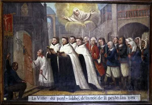 Medical Supplies Gallery: Procession commemorating the town of Pont-l Abbe delivered from the plague in the year 1632 - ex-voto of Sainte-Anne d Auray