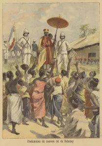 Proclamation of the new king of Dahomey (colour litho) Proclamation of the new king of Dahomey (colour litho)