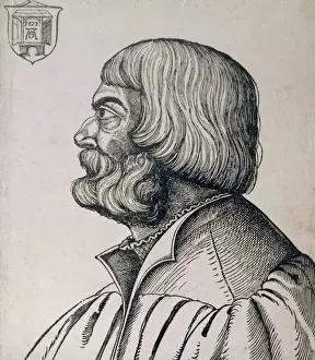 Profile portrait of Albrecht Durer (1471-1528), 1527 (woodcut) Profile portrait of Albrecht Durer (1471-1528), 1527 (woodcut)