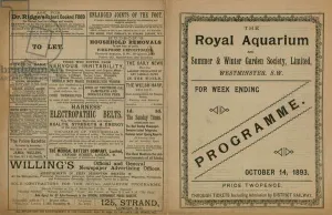 Programme of events at the Royal Aquarium (engraving) Programme of events at the Royal Aquarium (engraving)