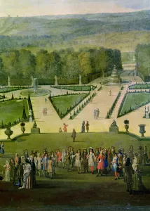 Promenade of Louis XIV by the Parterre du Nord, detail of Louis and his entourage, c Promenade of Louis XIV by the Parterre du Nord, detail of Louis and his entourage, c