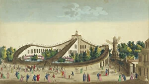 Montagnes Russes Gallery: Promenades Aeriennes, Jardin Baujon, c.1817 (colour litho)