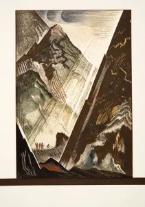 Prometheus being nailed to the Rock by Hephaestus, Kratos and Bia Prometheus being nailed to the Rock by Hephaestus, Kratos and Bia
