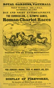 Promotional leaflet for The Curriculum; or, The Olympic Games and Roman Chariot Race at Royal Gardens, Vauxhall Promotional leaflet for The Curriculum; or, The Olympic Games and Roman Chariot Race at Royal Gardens, Vauxhall