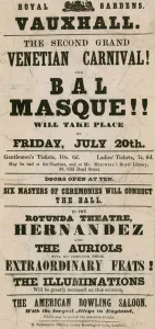 Promotional leaflet for The Second Grand Venetian Carnival and Bal Masque at Royal Gardens, Vauxhall Promotional leaflet for The Second Grand Venetian Carnival and Bal Masque at Royal Gardens, Vauxhall