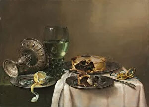 Pronk still life, with a roemer, an upturned silver tazza