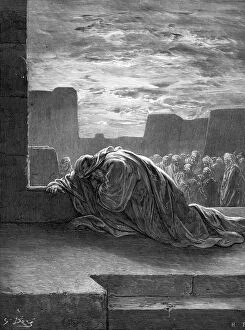 The prophet Ezra praying, by Gustave Dore. - Bible