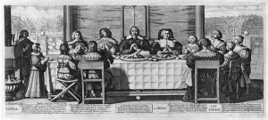 A Protestant family blessing the meal (engraving) (b/w photo) A Protestant family blessing the meal (engraving) (b/w photo)