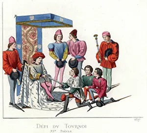 Tournament Gallery: Protocol de challenge d'un tournament de chevalerie, 15th century - Tourney challenge etiquette