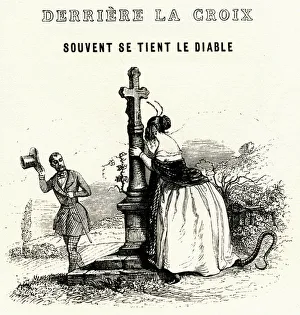 One Hundred Proverbs: Behind the Cross Often Stands the Devil, 1845 (engraving) One Hundred Proverbs: Behind the Cross Often Stands the Devil, 1845 (engraving)