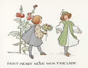 Proverbs Improved: Faint Heart Ne er Won Fair Lady (colour litho)