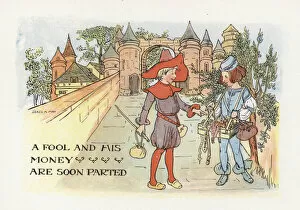 Proverbs Improved: A Fool And His Money Are Soon Parted (colour litho)