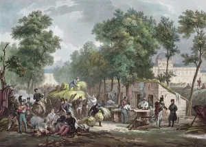 Prussian soldiers bivouacking in the Champs de Mars, Paris in 1871, engraved by Jazet Prussian soldiers bivouacking in the Champs de Mars, Paris in 1871, engraved by Jazet