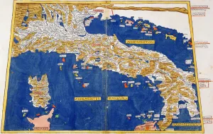Mapmaking Gallery: Ptolemaic Map of Italy, 1482 (coloured litho)