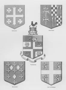 Public arms: Abingdon; Droitwich; Harrogate; Stockport; County of Durham (engraving) Public arms: Abingdon; Droitwich; Harrogate; Stockport; County of Durham (engraving)